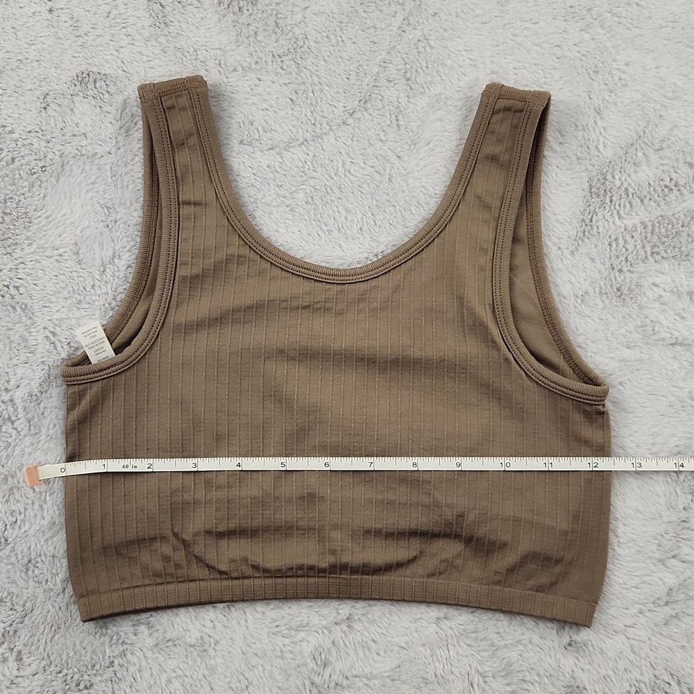 Aerie Seamless Ribbed Scoop Neck Bralette Crop Tank Taupe Size Small - Picture 4 of 11